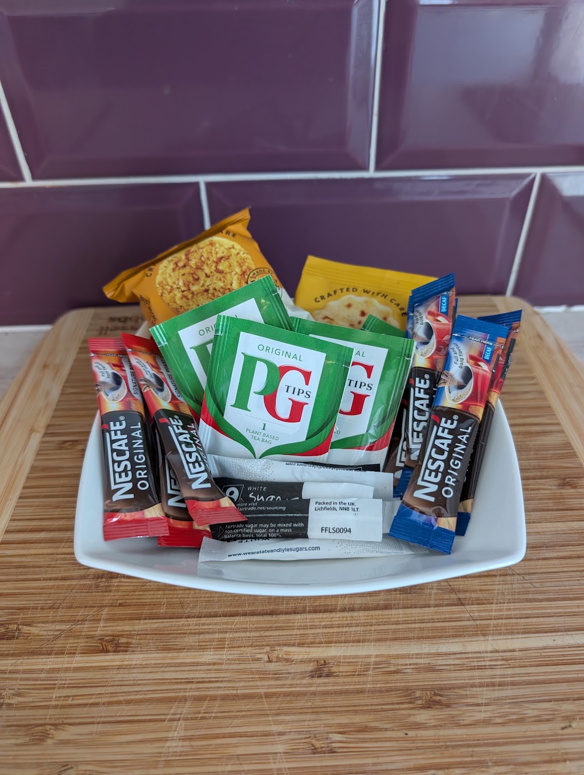 A welcome tray set out for holiday-let guests